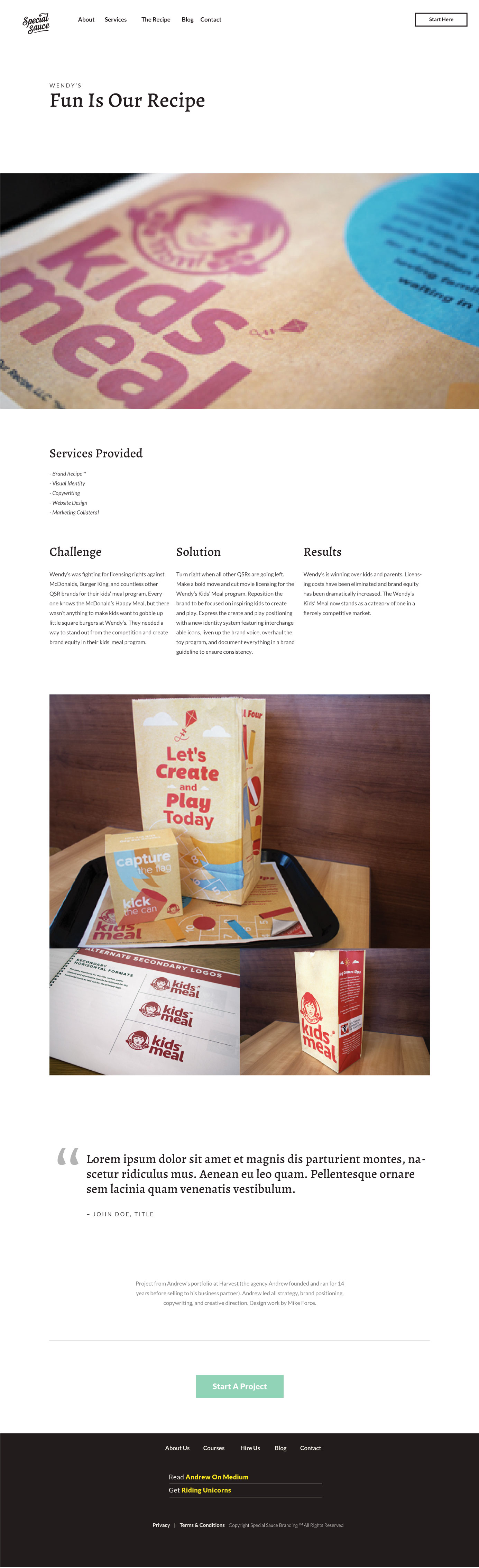special sauce work webpage