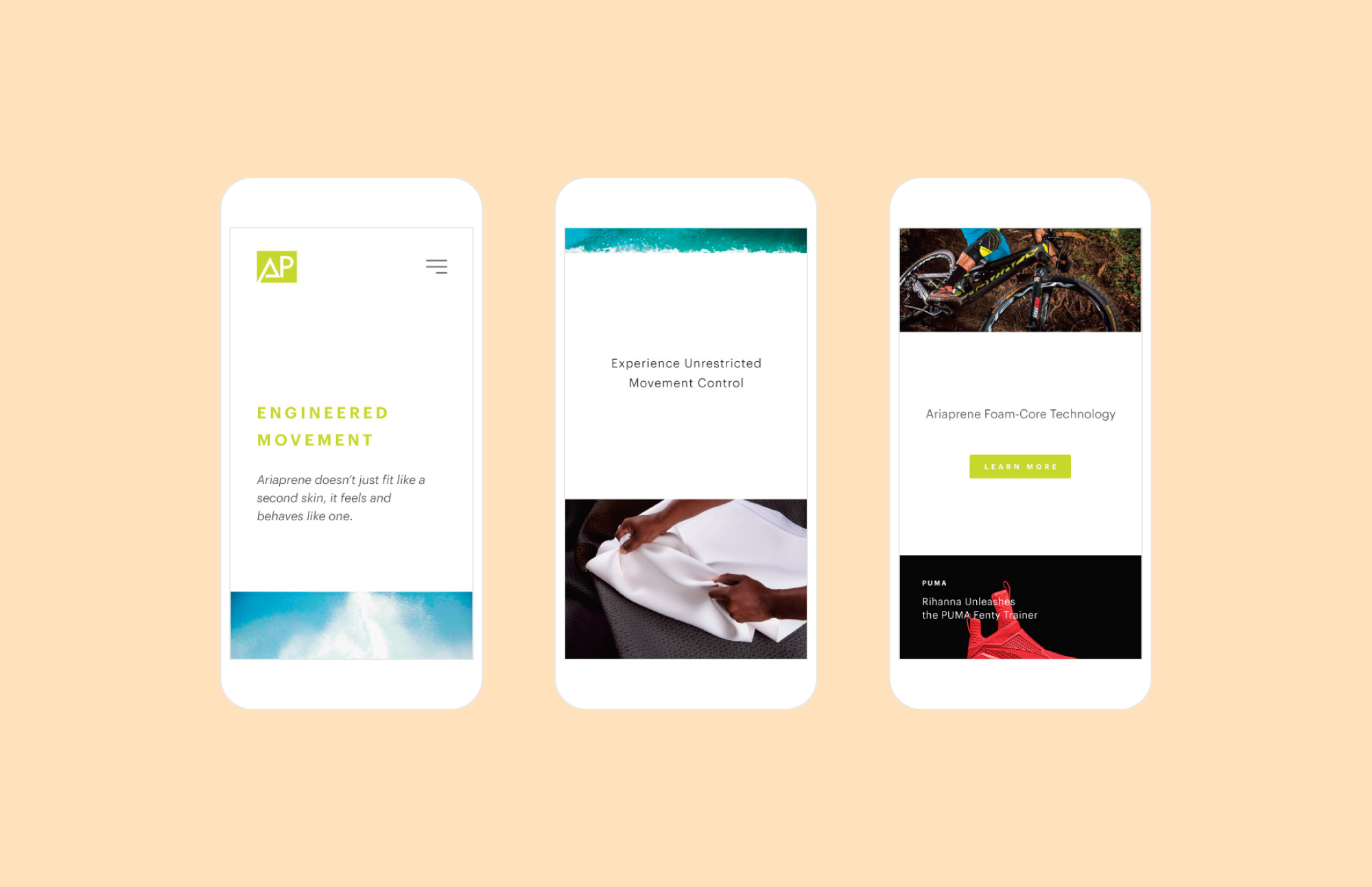 ariaprene website mobile